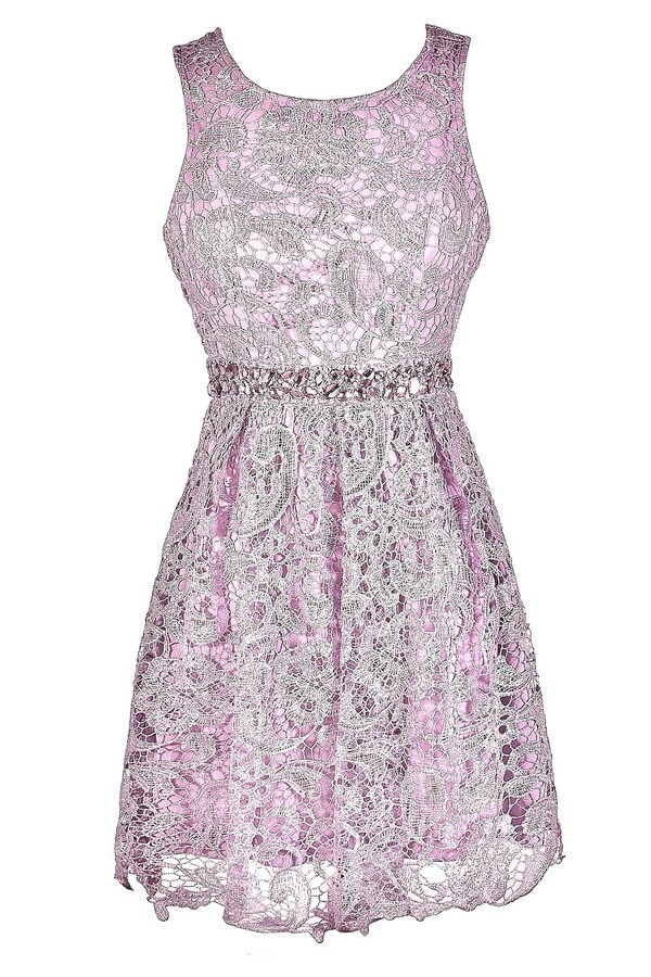 Lily Boutique Lavender Lace Dress, Lavender Bridesmaid Dress, Purple