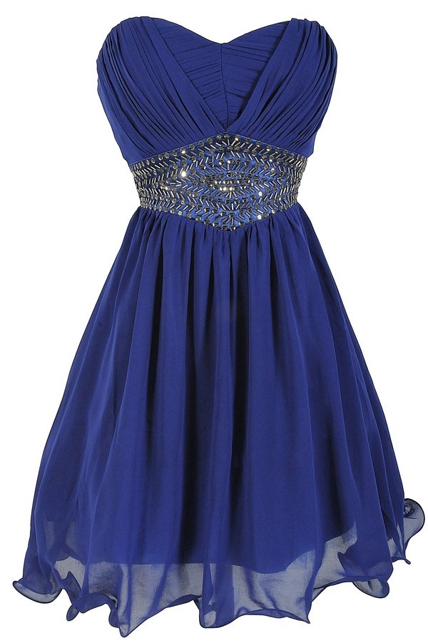 Lily Boutique Starry Night Midnight Blue Embellished Chiffon Designer