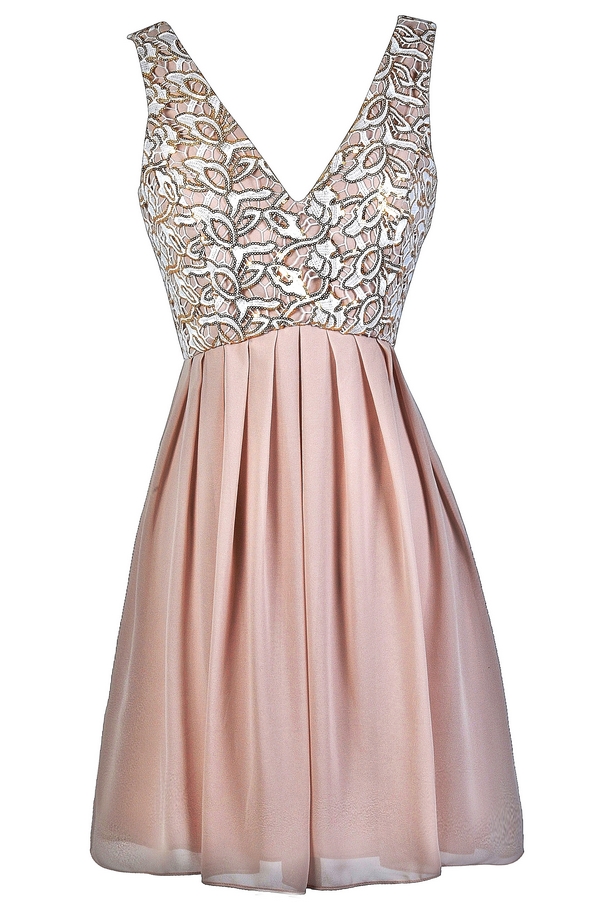 taupe sequin dress