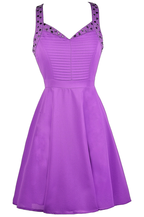purple embellished dress