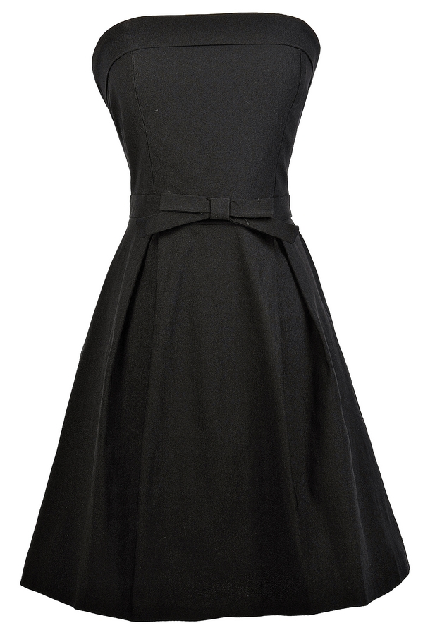 black dress with bow on front