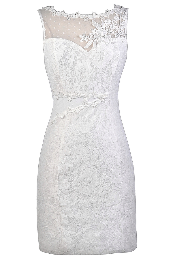 white lace rehearsal dinner dress