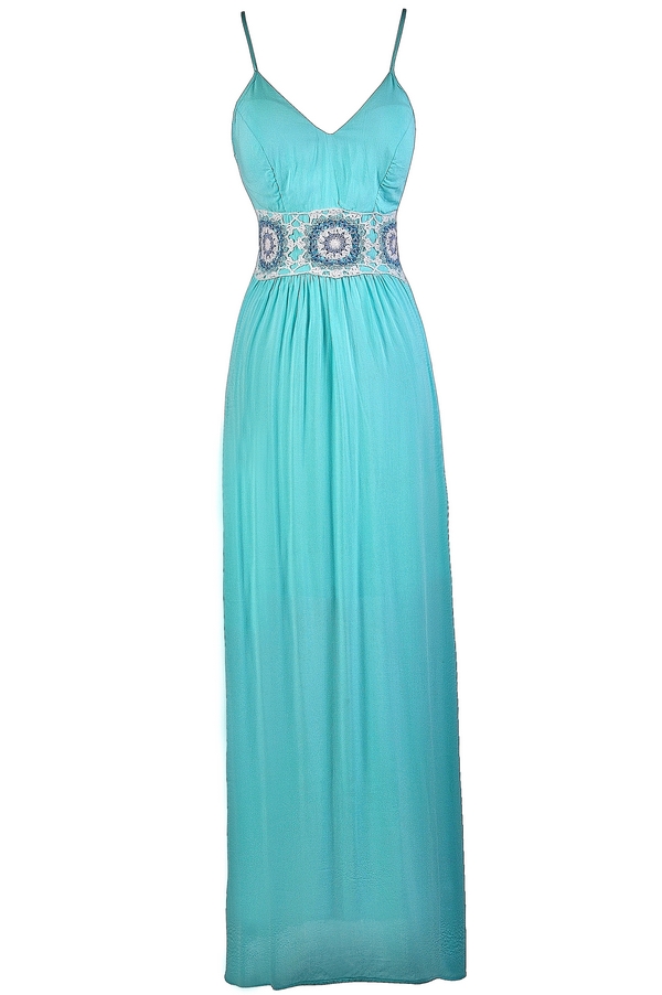 Aqua Maxi Dress Cute Maxi Dress Boho Maxi Dress Crochet Knit Maxi Dress Bright Blue Maxi Dress Lily Boutique