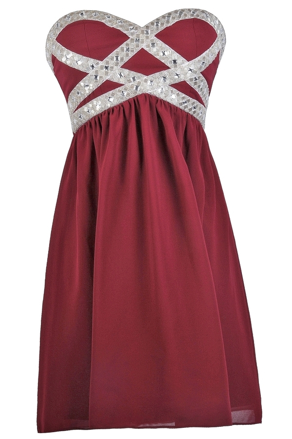 designer burgundy dress