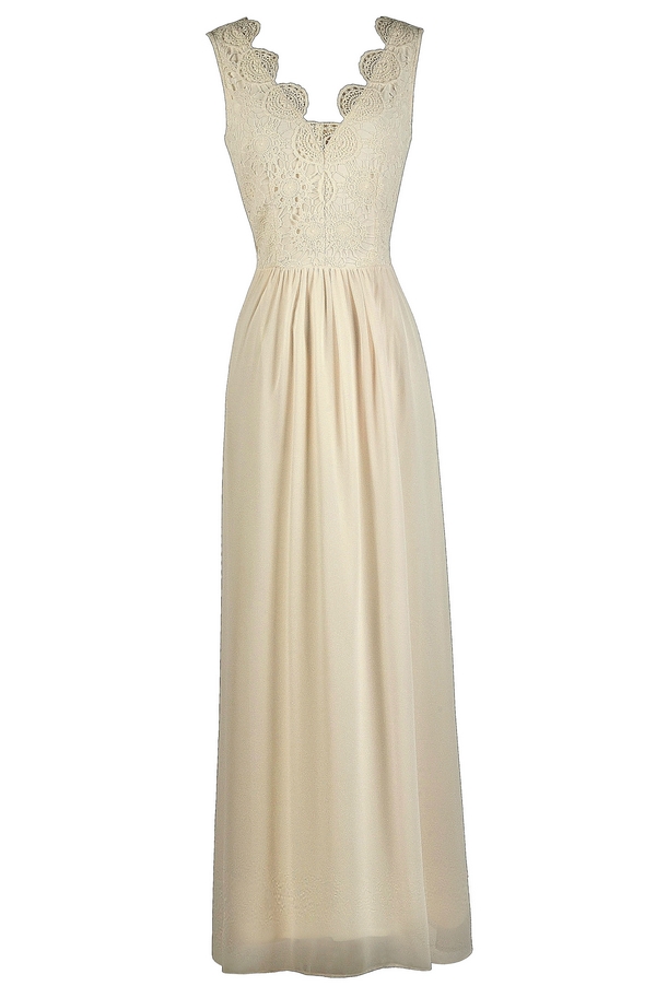 boutique lace & metallic maxi dress