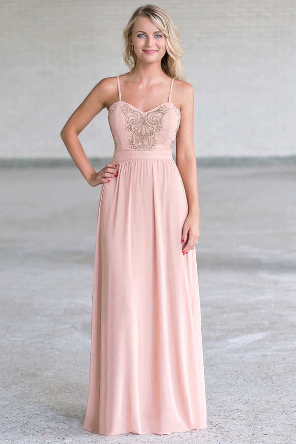 blush pink chiffon maxi dress