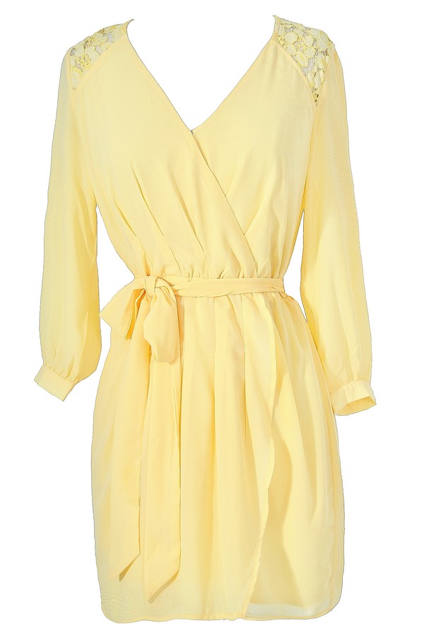 Yellow Wrap Dress, Yellow Chiffon Dress ...