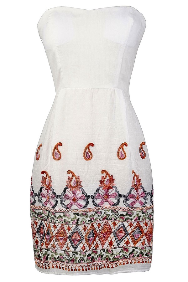 boho embroidered white dress Tasha Embroidered Midi Dress Olive / XS main image 0