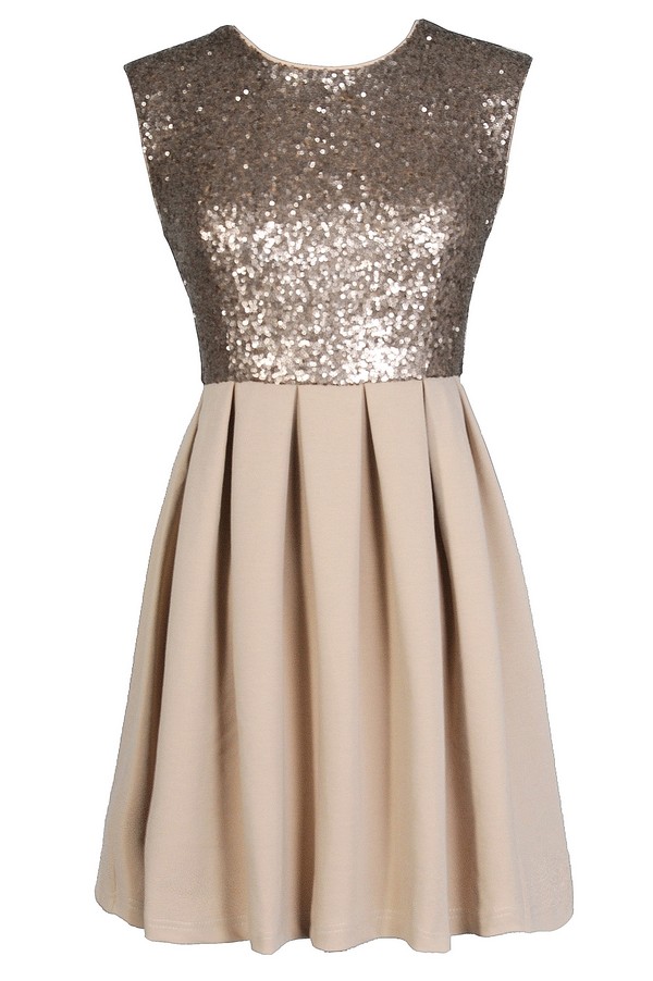 gold sequin top dress