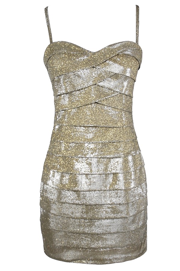 gold and white cocktail dress