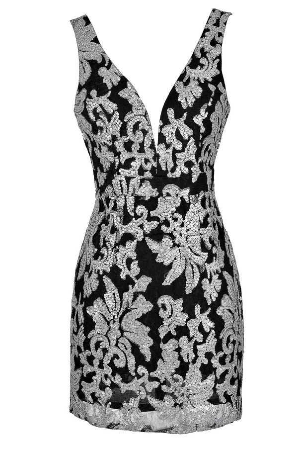 Black dress with silver glitter hotsell