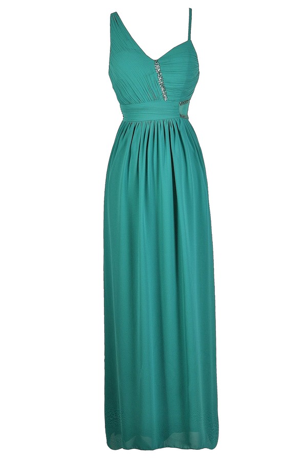 green embellished maxi dress