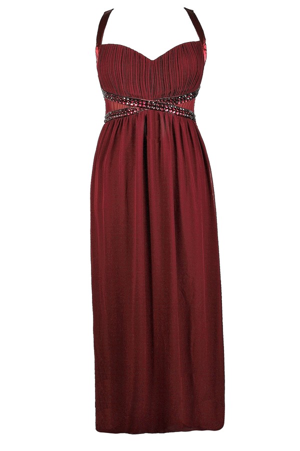 Burgundy Plus Size Maxi Dress, Burgundy ...