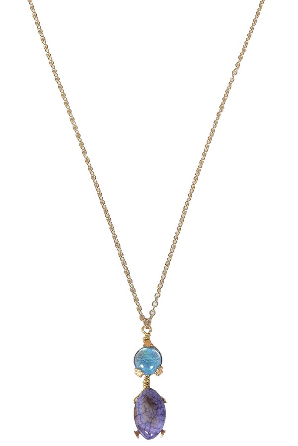 Purple and Blue Stone Necklace Cute Necklace Cute Jewelry Blue and Purple Necklace Cute Stone Necklace Gold and Blue Stone Necklace Gold and Purple Stone Necklace Cute Gold Jewelry Cute Gold Necklace