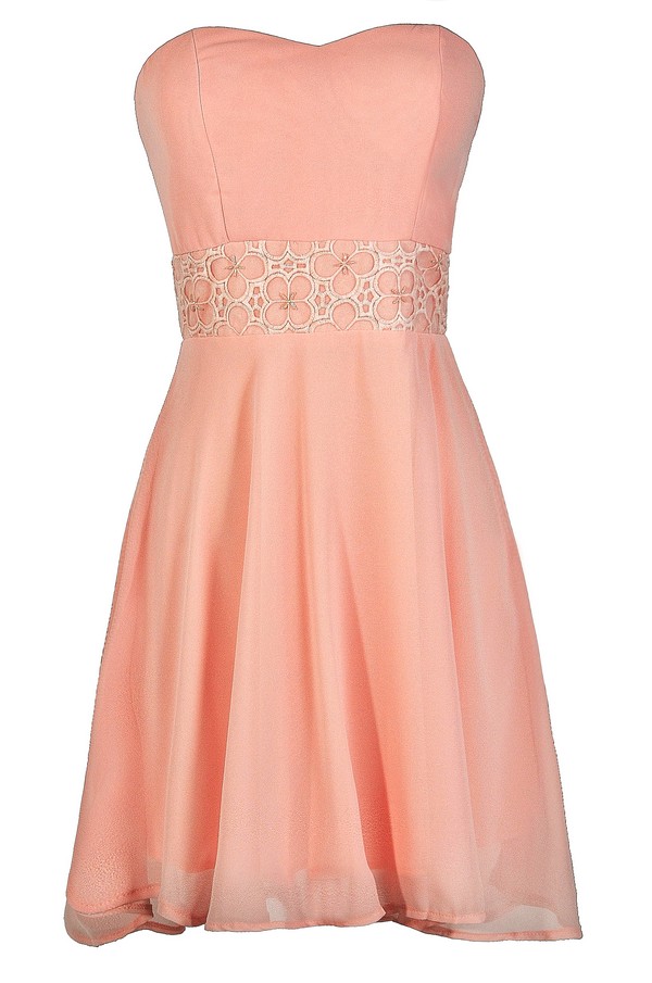 pink strapless gown