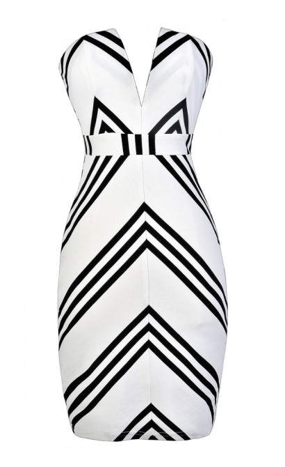 Black and White Stripe Dress, Nautical Stripe Strapless Dress, Black and White Stripe Pencil Dress, Nautical Stripe Summer Dress