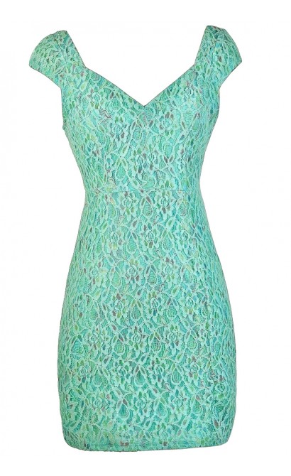 Mint Lace Dress, Mint Lace Capsleeve Dress, Mint Multi Colored Lace Dress, Fitted Lace Dress, Mint Pencil Dress, Cute Mint Dress, Blue Mint Dress