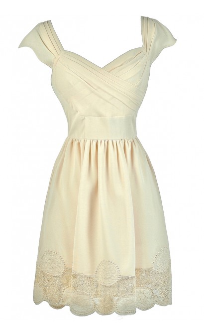 Cute Cream Dress, Cream A-Line Dress, Cream Summer Dress, Cute Rehearsal Dinner Dress, Cute Bridal Shower Dress, Cream Party Dress