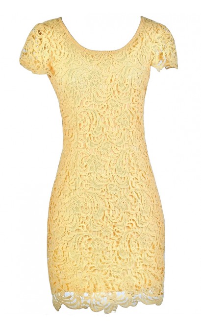 yellow Lace Dress, Yellow Lace Pencil Dress, Yellow Summer Dress, Cute Lace Dress, Cute Party Dress, Yellow Pencil Dress