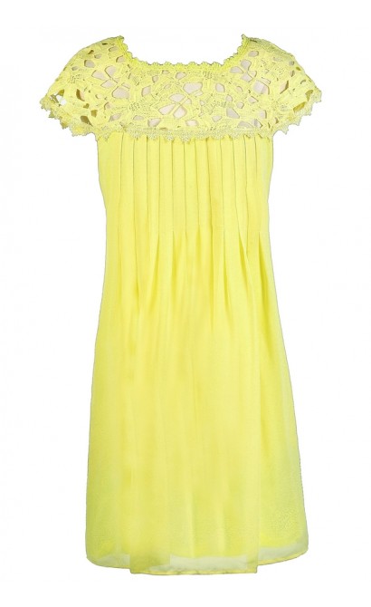 Bright Yellow Dress, Yellow Lace Dress, Yellow A-Line Dress, Yellow Party Dress, Yellow Summer Dress, Bright Yellow A-Line Party Dress