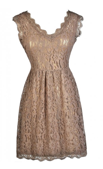 Mocha Lace Dress, Taupe Lace Dress, Brown Lace Dress, Mocha Lace A-Line Dress, Mocha Party Dress, Mocha Summer Dress, Mocha Cocktail Dress, Light Brown Lace Dress, Taupe Lace Summer Dress