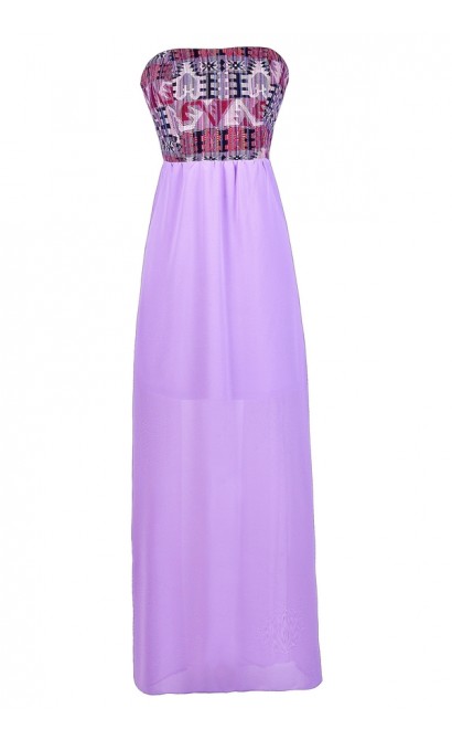 Purple Maxi Dress, Cute Summer Dress, Summer Maxi Dress, Purple Southwestern Print Maxi Dress, Bright Purple Maxi Dress