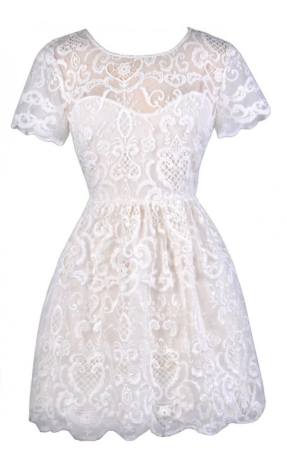 White Embroidered Dress, Cute White Dress, White Capsleeve A-Line Dress, White Rehearsal Dinner Dress, White Bridal Shower Dress, White Party Dress, White A-Line Dress, White Capsleeve Embroidered Dress, White Summer Dress, Cute Summer Dress