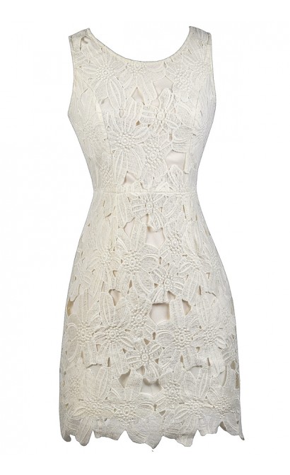 Ivory Lace Sheath Dress, Ivory Lace Rehearsal Dinner Dress, Ivory lace Bridal Shower Dress