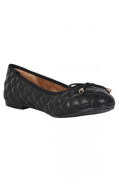 Quilted Black Ballet Flat, Black Ballet Flat, Bow Front Black Ballet Flat