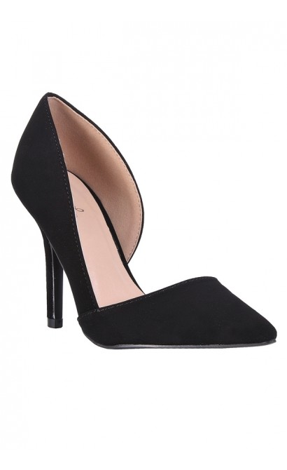 Black D'orsay Pump, Black Pointed Toe Pump, Cute Black Pumps, Black Dress Shoes