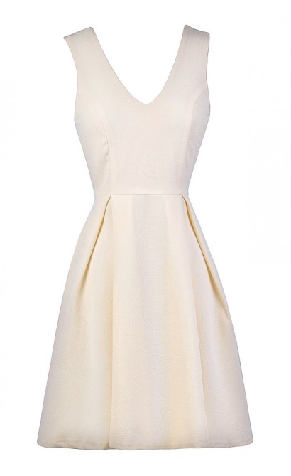 Cream A-Line Dress, Cream Party Dress, Cream Cocktail Dress, Cream Sundress