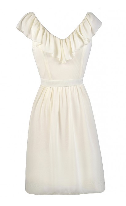 Ivory Ruffle Dress, Off White Ruffle Dress, Cute Summer Dress, Off ...