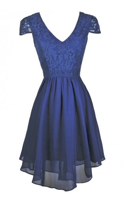 Blue High Low Dress Capsleeve Party Blue Bridesmaid Dress Capsleeve Party Bright