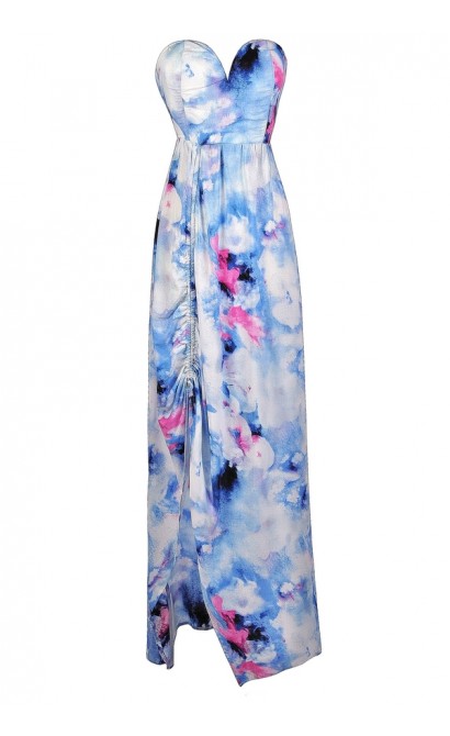 pink blue maxi dress