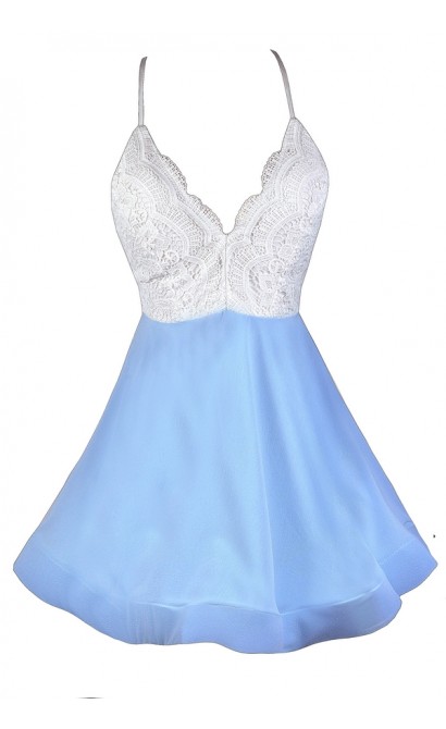 Sky Blue and White Dress, Sky Blue Cocktail Dress, Pale Blue Sundress, Pale Blue and White A-Line Dress, Pale Blue Party Dress, Sky Blue Summer Dress, Light Blue Fit and Flare Dress, Blue and White Summer Dress