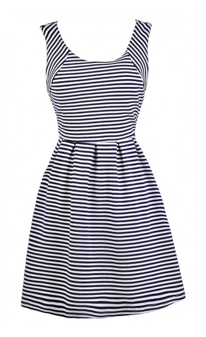 Navy Stripe Dress, Navy and Ivory Stripe Dress, Cute Navy Dress, Navy Nautical Stripe Dress, Navy Stripe Party Dress, Navy and White Stripe A-Line Dress, Navy Stripe Summer Dress, Cute Summer Dress