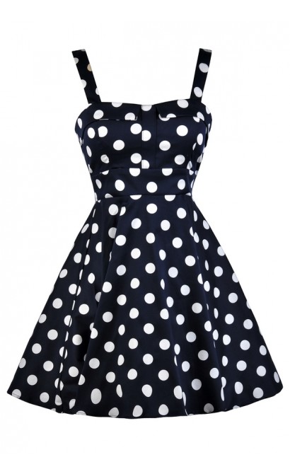 Cute Polka Dot Dress, Navy and White Polka Dot Dress, Cute Summer Dress, Cute Navy Dress, Polka Dot Print Dress, Retro Polka Dot Dress, Navy Sundress, Navy Summer Dress, Navy Polka Dot A-Line Dress