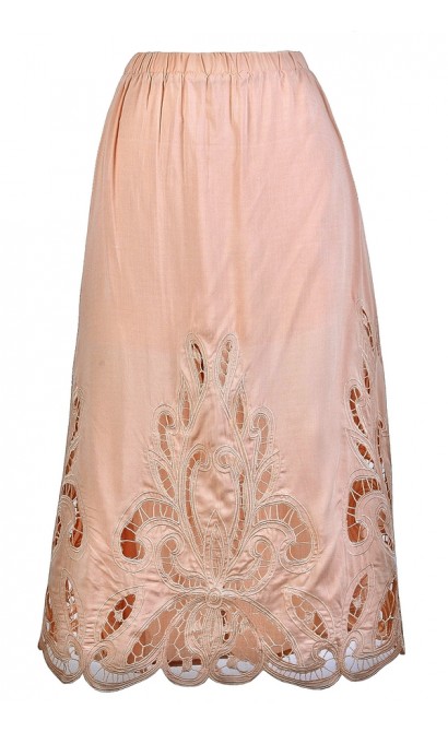 Cute Pink Skirt, Lasercut Midi Skirt, Light Pink Lasercut Skirt, Pale Pink Midi Skirt, Cute Summer Skirt