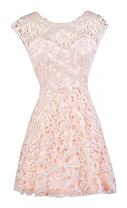 Pink Lace Dress, Light Pink Lace Dress, Pale Pink Lace Dress, Light Pink Lace Party Dress