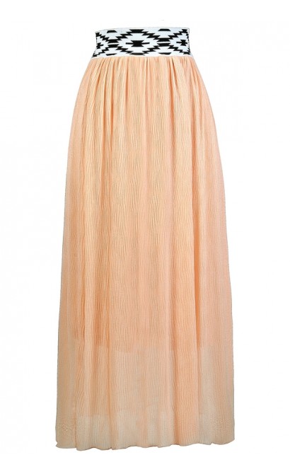 Cute Maxi Skirt, Peach Maxi Skirt, Summer Maxi Skirt