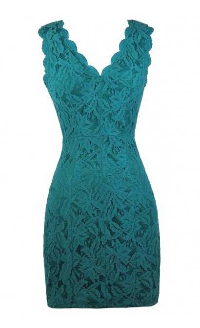 Teal Lace Party Dress, Cute Teal Dress, Teal Lace Pencil Dress, Turquoise Lace Dress