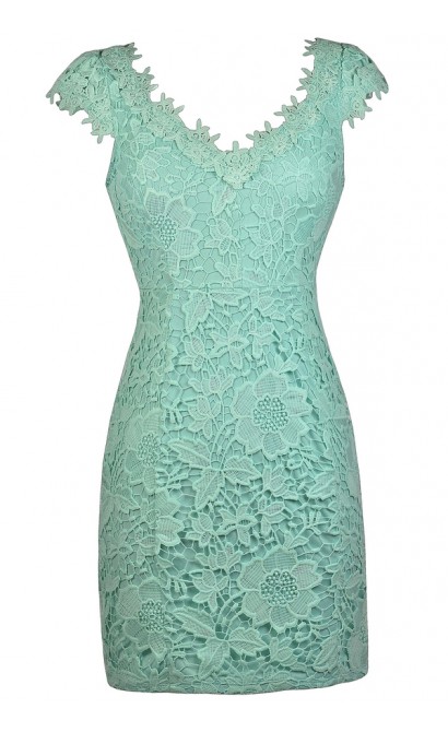 Cute Mint Dress, Mint Lace Dress, Mint Capsleeve Lace Dress, Cute Summer Dress