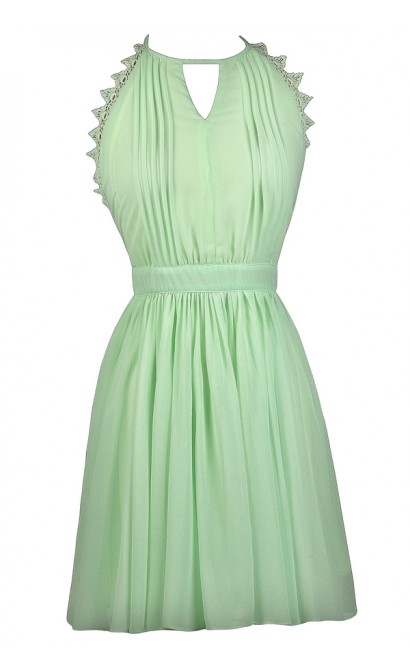 Lime Mint Party Dress, Cute Summer Dress, Lime Mint A-Line Dress, Lime Halter Dress