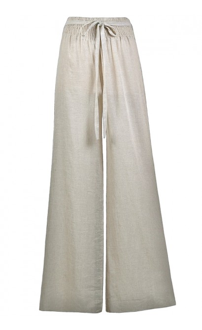 Beige Palazzo Pants, Beige Linen Wide Leg Pants, Swimwear Beach Coverup ...