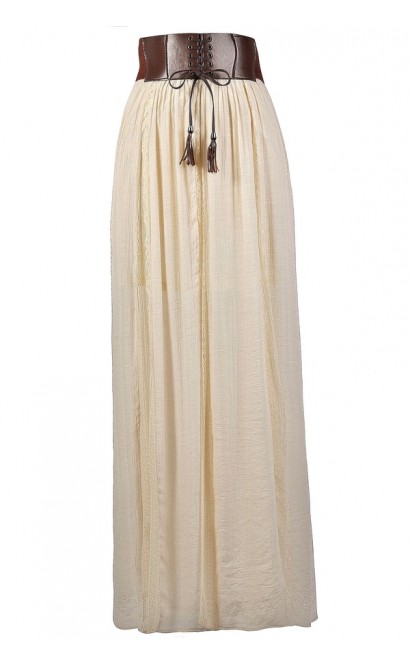 Cute Maxi Skirt, Beige Maxi Skirt, Prairie Maxi Skirt