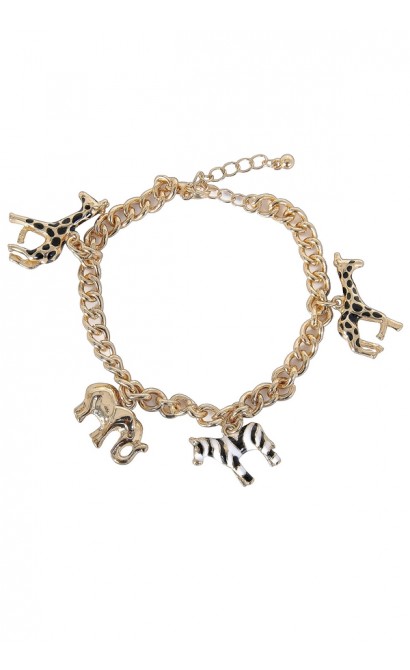 Gold Charm Bracelet, Cute Jewelry, Animal Charm Bracelet