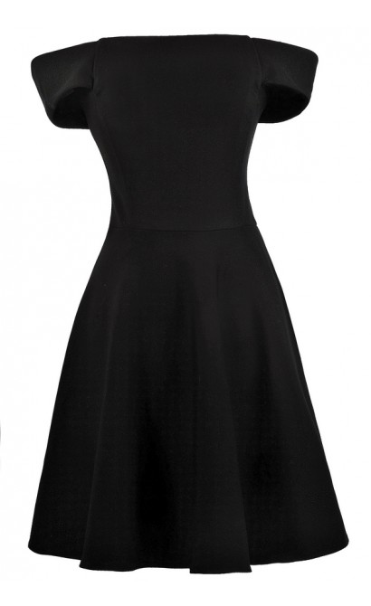 Black Cocktail Dress, Little Black Dress, Black Off Shoulder Dress, Black A-Line Dress