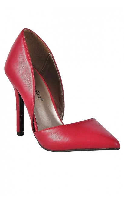 Hot Pink Pumps, Pink D'orsay Pumps, Fuchsia Pointed Toe Pumps