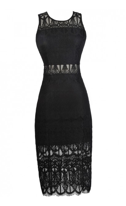 Black Lace Midi Dress, Black Lace Pencil Dress, Little Black Dress ...