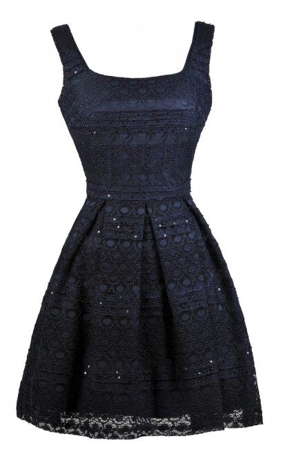 Cute navy Dress, Navy Lace Party Dress, Navy Lace Cocktail Dress, Navy Lace Sundress